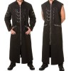 Men Long Coat Zip Studs Men Metal Punk Emo Rock Jacket Coat Gothic Coat For Christmas